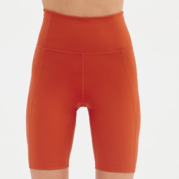 Girlfriend Collective High Rise 8” Bike Short Azalea Orange sz S Activewear EUC - Picture 2 of 11
